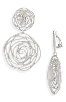 Karine Sultan Oversize Rose Cutout Drop Clip Earrings in Silver at Nordstrom