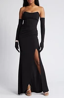 LOVE, NICKIE LEW Strapless Gown with Gloves & Bracelet Black at Nordstrom, Regular