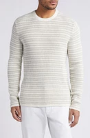 Billy Reid Heirloom Stripe Cotton & Cashmere Waffle Stitch Crewneck Sweater Silver at Nordstrom,