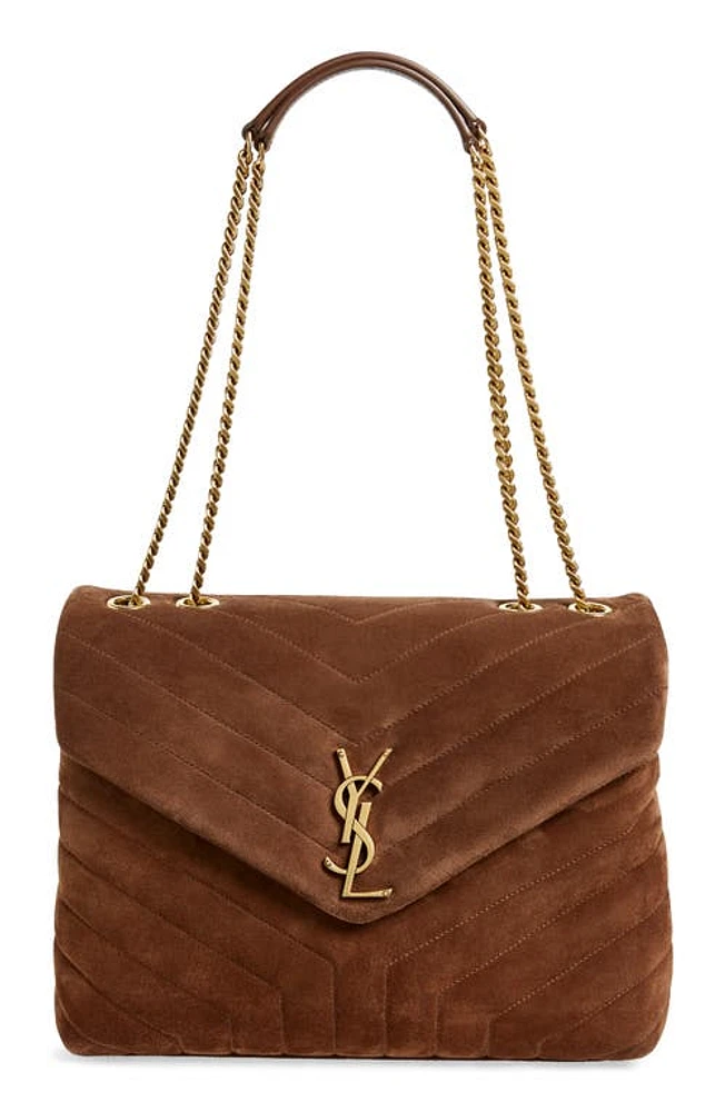 Saint Laurent Medium Lou Matelassé Suede Shoulder Bag in Brown Coffee at Nordstrom