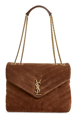 Saint Laurent Medium Lou Matelassé Suede Shoulder Bag in Brown Coffee at Nordstrom