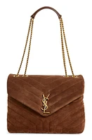 Saint Laurent Medium Lou Matelassé Suede Shoulder Bag in Brown Coffee at Nordstrom