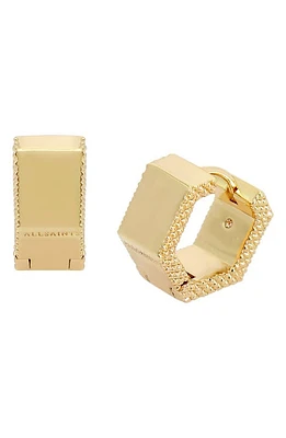 AllSaints Mini Hex Huggie Earrings in Gold at Nordstrom