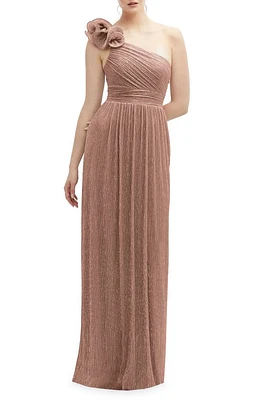 After Six Ruffle One-Shoulder Metallic Column Gown Sienna at Nordstrom,