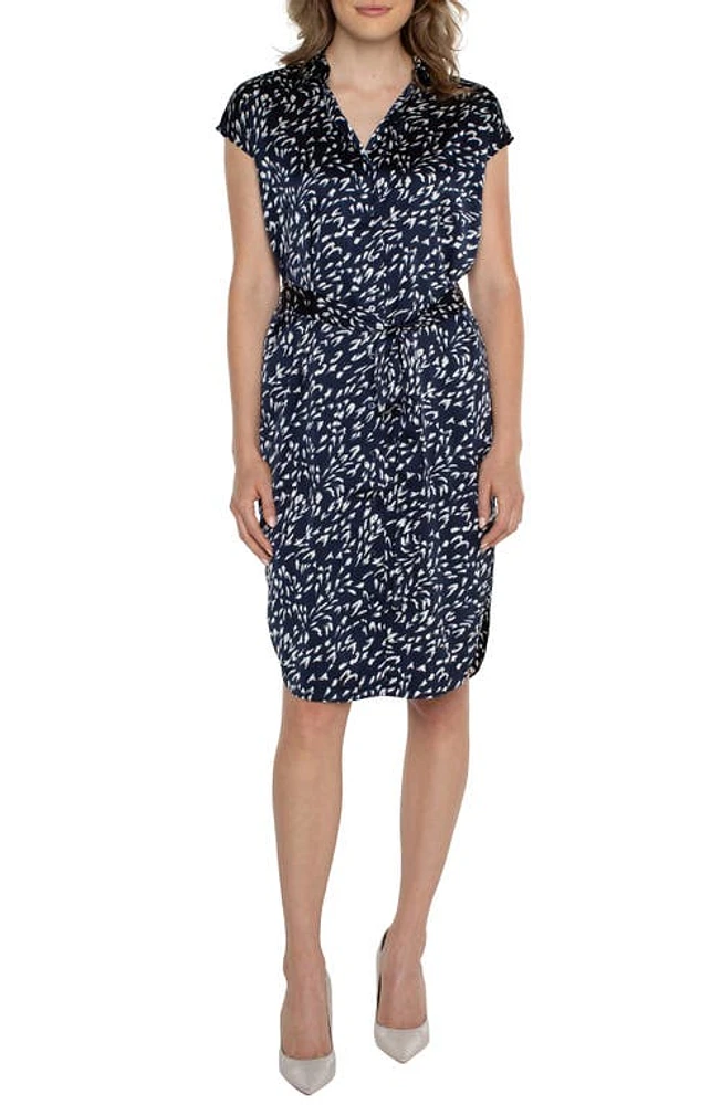 Liverpool Los Angeles Print Tie Waist Shirtdress Navy Multi at Nordstrom,