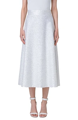 Akris Sequin Wool Blend A-Line Midi Skirt Ecru at Nordstrom,