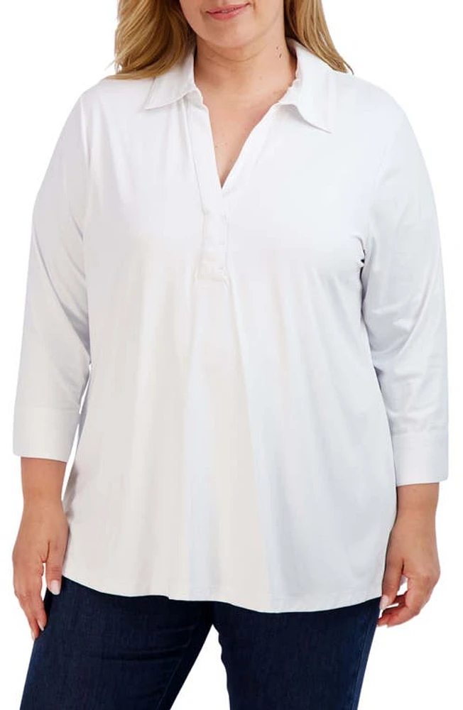 Foxcroft Sophia Johnny Collar Jersey Shirt at Nordstrom,