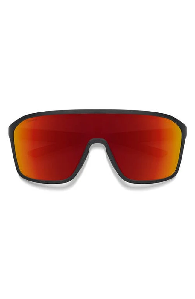 Smith Boomtown 135mm ChromaPop Polarized Shield Sunglasses in Matte Black /Red Mirror at Nordstrom