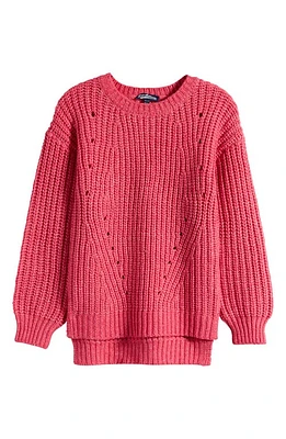 Freshman Kids' High-Low Rib Tunic Sweater in Powerful Pink at Nordstrom, Size Large