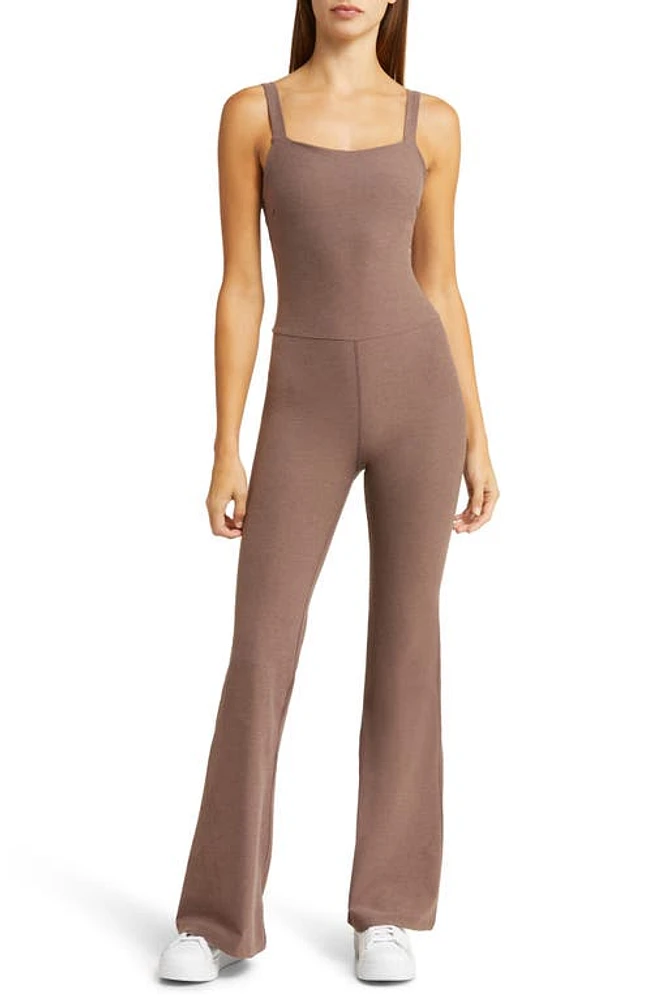 Beyond Yoga Hit the Scene Space Dye Flare Jumpsuit Truffle Heather at Nordstrom,