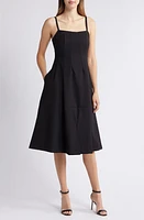 MELLODAY Seam Detail Midi Dress Black at Nordstrom,