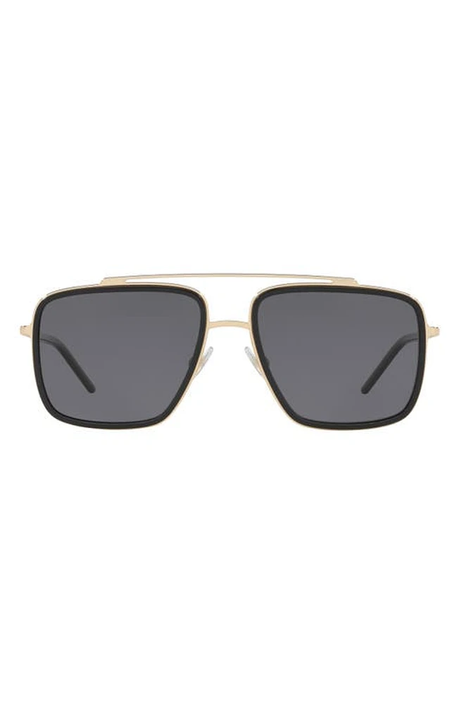 Dolce & Gabbana 57mm Polarized Navigator Sunglasses in Gold/Black/Grey at Nordstrom