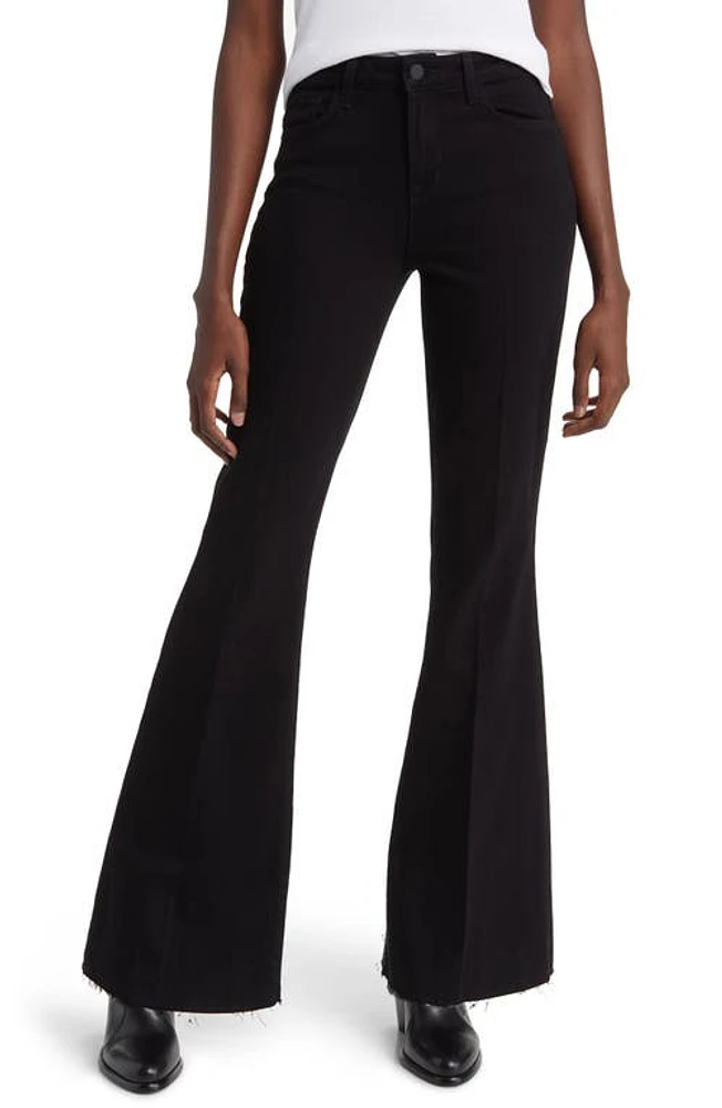 L'AGENCE Sera High Waist Flare Jeans Saturated Black at Nordstrom,