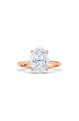 HauteCarat Oval Cut Lab Created Diamond 18K Gold Ring in 18K Rose Gold at Nordstrom