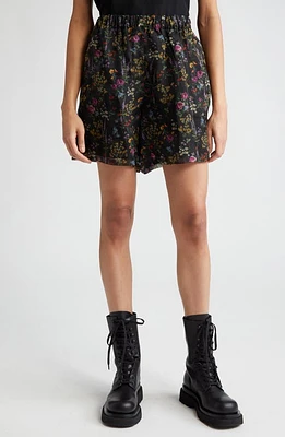 Max Mara Nordica Floral Silk Organza Shorts Black at Nordstrom,