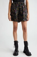 Max Mara Nordica Floral Silk Organza Shorts Black at Nordstrom,