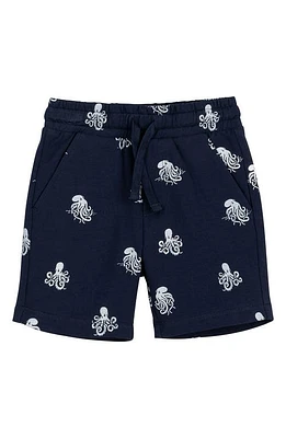 MILES BABY Kids' Octopus Print Organic Cotton Shorts Navy at Nordstrom,