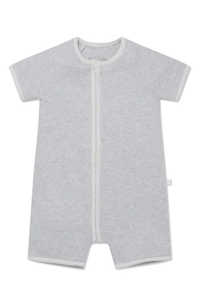 MORI Stripe Fitted One-Piece Short Pajamas in Gray Marl at Nordstrom