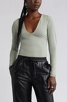 Open Edit Smooth V-Neck Bodysuit at Nordstrom,