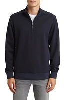 BOSS Sidney Half Zip Cotton Blend Pullover in Dark Blue at Nordstrom, Size Small