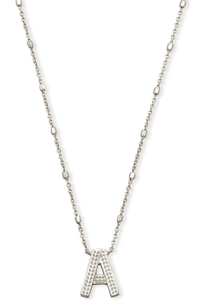 Kendra Scott Initial Pendant Necklace in Rhodium Metal-A at Nordstrom