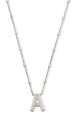 Kendra Scott Initial Pendant Necklace in Rhodium Metal-A at Nordstrom