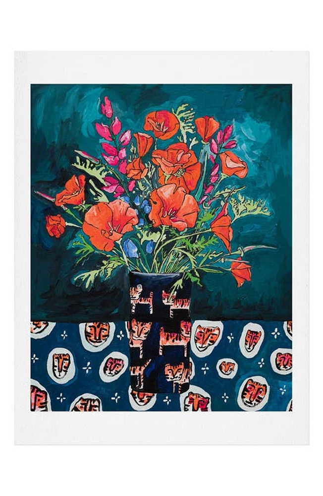 Deny Designs California Bouquet Art Print in Blue at Nordstrom, Size 18X24