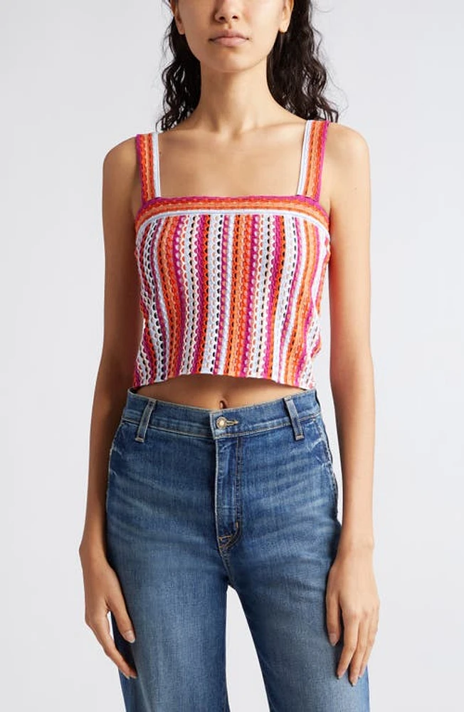 Ramy Brook Vera Stripe Crochet Camisole Orange/Ivory Multi at Nordstrom,