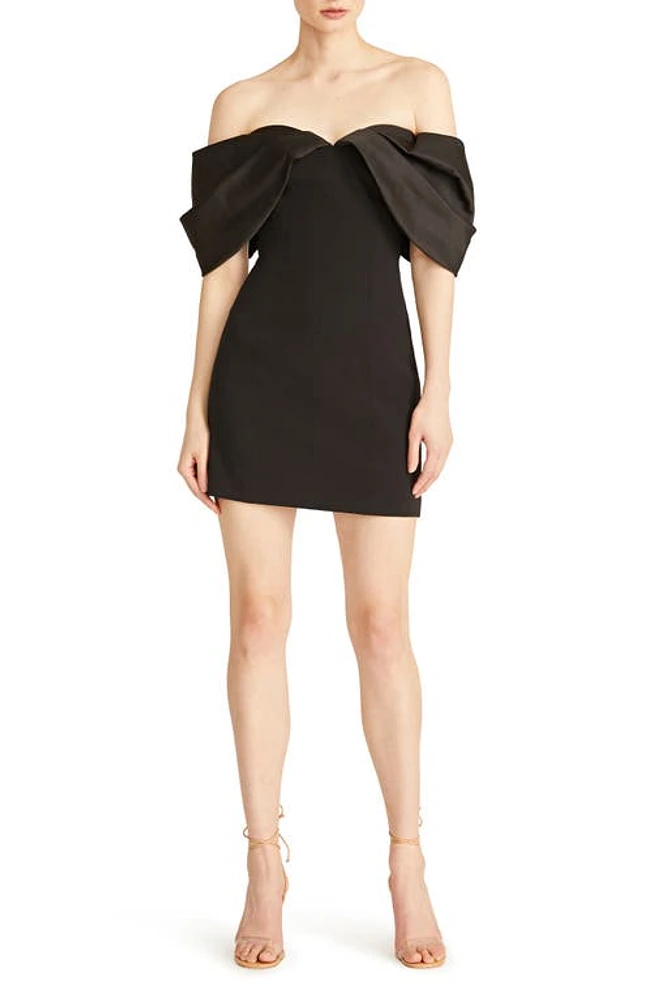 ML Monique Lhuillier Luna Off the Shoulder Crepe Minidress in Black at Nordstrom, Size 0