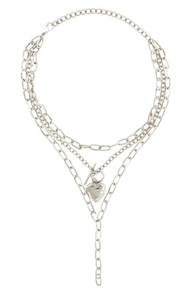 Petit Moments Harp Heart Locket Multichain Necklace in Silver at Nordstrom