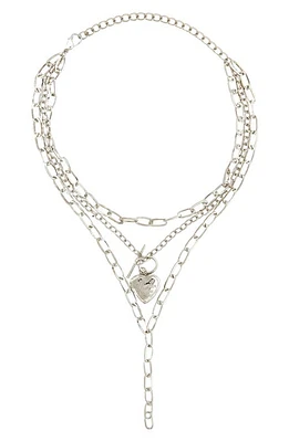 Petit Moments Harp Heart Locket Multichain Necklace in Silver at Nordstrom