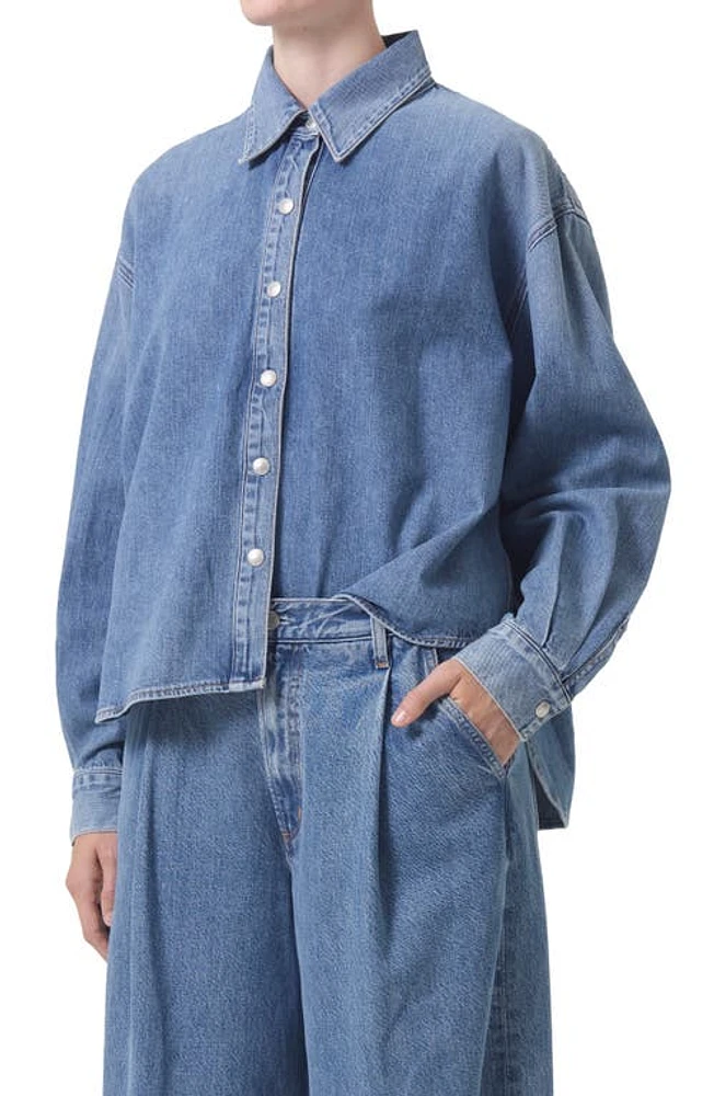 AGOLDE Aiden High-Low Denim Shirt Shout at Nordstrom,