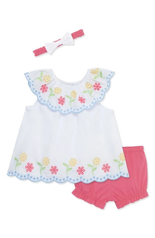 Little Me Top, Shorts & Headband Set Pink at Nordstrom,