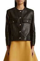 Khaite Laybin Leather Jacket Black at Nordstrom,