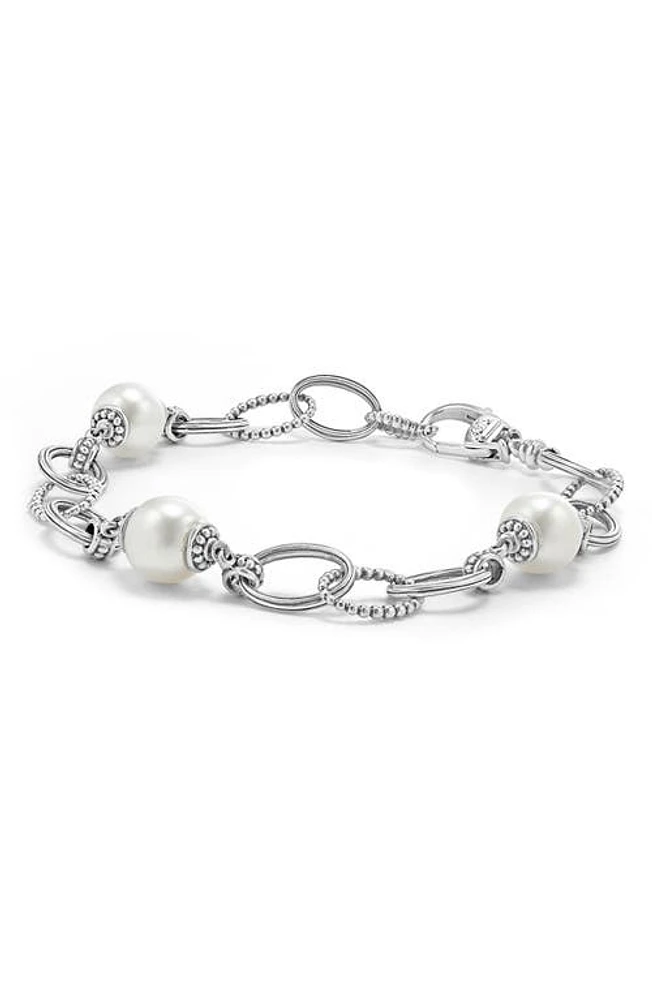 LAGOS Luna Freshwater Pearl Station Bracelet in Silver at Nordstrom, Size 7