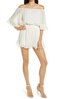 Endless Rose Off the Shoulder Ruffle Sleeve Romper at Nordstrom,