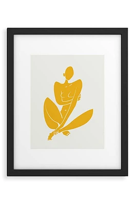 Deny Designs Little Dean Sitting Nude in Yellow Framed Art Print at Nordstrom