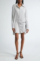 Courrèges Twist Stripe Long Sleeve Mini Shirtdress Mist at Nordstrom,