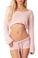 EDIKTED Staycation Crop Cover-Up Sweater Light-Pink at Nordstrom,