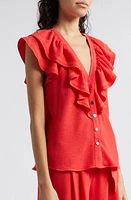 Ramy Brook Lettie Ruffle Detail Button-Up Shirt at Nordstrom,