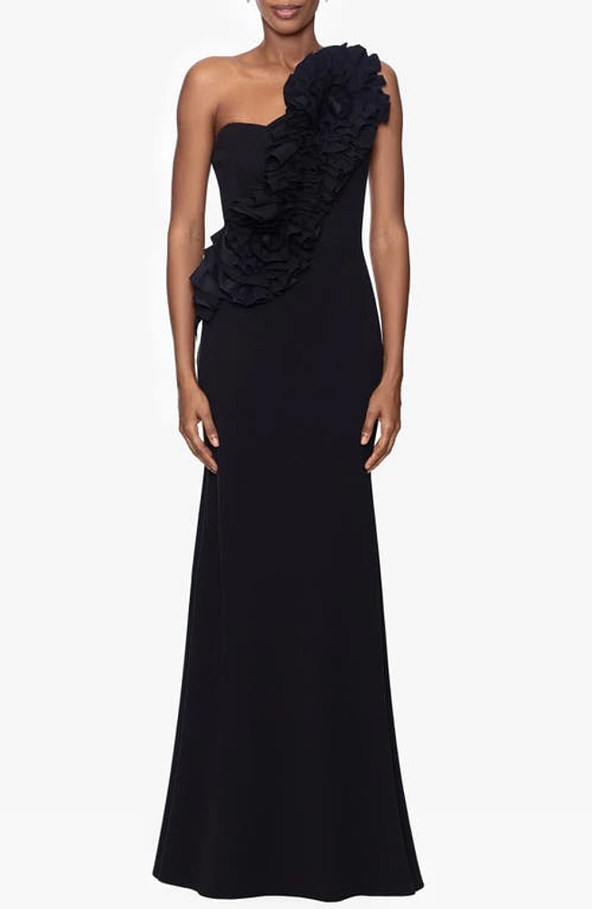 Betsy & Adam Rosette One-Shoulder Trumpet Gown at Nordstrom,