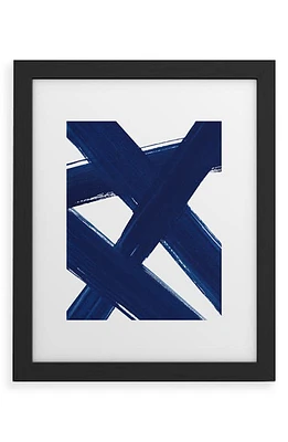 Deny Designs Indigo Abstract Brush Strokes 3 Wall Art in Stokes 3 Black Frame at Nordstrom