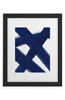 Deny Designs Indigo Abstract Brush Strokes 3 Wall Art in Stokes 3 Black Frame at Nordstrom