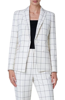 Akris punto Windowpane Check Crepe Blazer Cream-Black at Nordstrom,