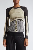 Miaou Patchwork Fitted Long Sleeve T-Shirt Chemises Vert at Nordstrom,