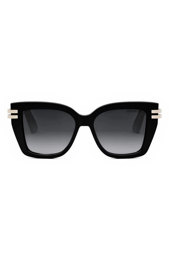 Cdior S1I 52mm Square Sunglasses in Shiny Black /Gradient Smoke at Nordstrom