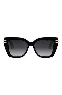 Cdior S1I 52mm Square Sunglasses in Shiny Black /Gradient Smoke at Nordstrom