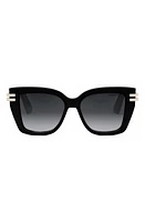 Cdior S1I 52mm Square Sunglasses in Shiny Black /Gradient Smoke at Nordstrom