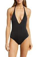 Vitamin A Bianca Plunge One-Piece Swimsuit Black Eco Lux at Nordstrom,