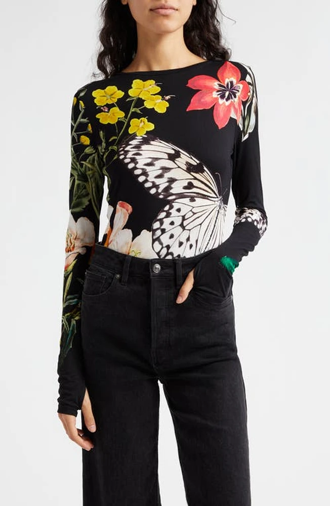 Alice + Olivia Delaina Print Knit Top in Essential Floral at Nordstrom, Size X-Small